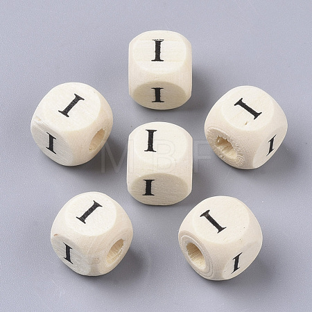 Printed Natural Wood Beads WOOD-T026-001I-1