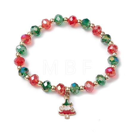 Christmas Theme Glass Beaded Stretch Bracelets BJEW-TA00540-1