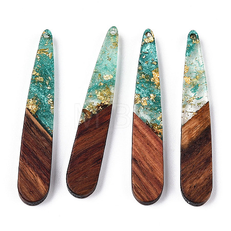 Transparent Resin & Walnut Wood Pendants RESI-N039-69B-1