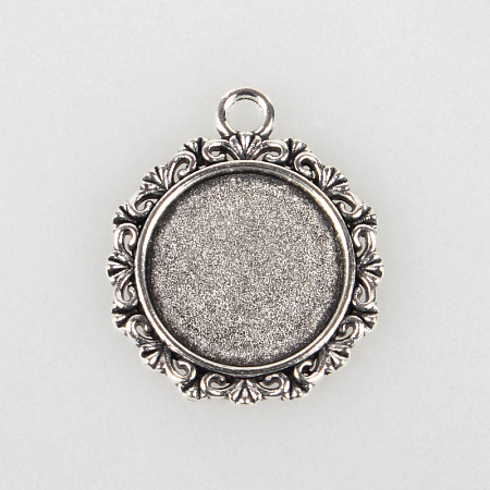 Tibetan Style Alloy Pendant Cabochon Settings TIBEP-N003-49AS-1