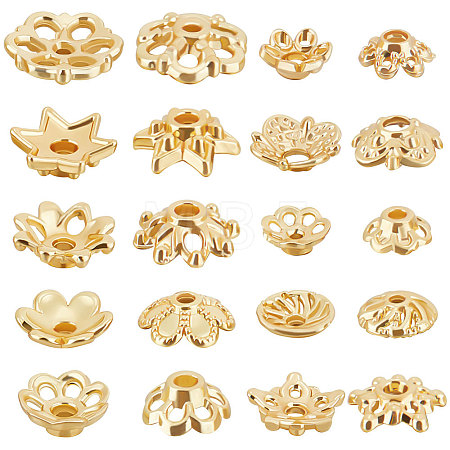 180Pcs 10 Style Rack Plating Alloy Bead Caps KK-BBC0007-59-1