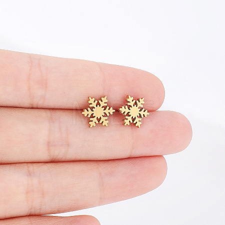 Christmas Snowflake 304 Stainless Steel Stud Earrings FS-WG2939F-02-1