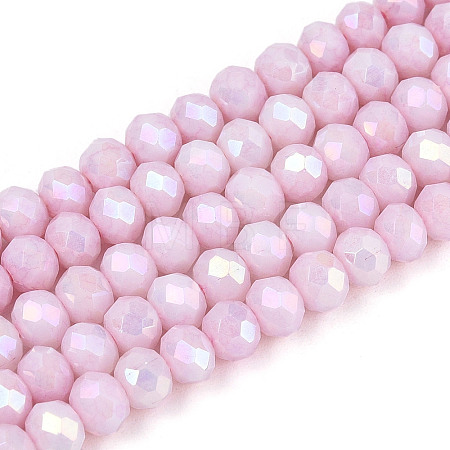 Anti-Tarnish Electroplate Rondelle Glass Beads Strands EGLA-T021-4mm-17-03-1