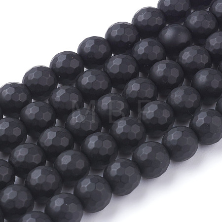 Synthetic Black Stone Beads Strands X-G-C059-8mm-1-1