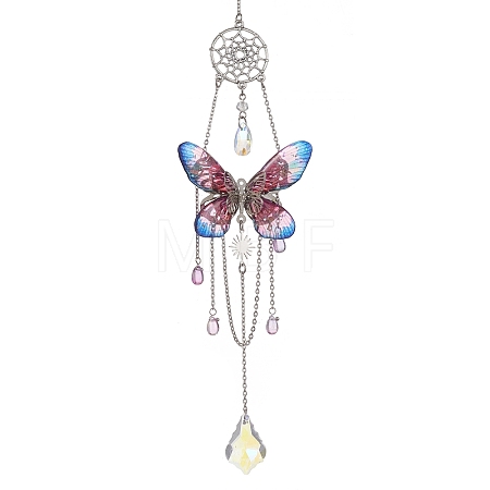Stainless Steel Resin Butterfly Suncatcher HJEW-TA00452-01-1
