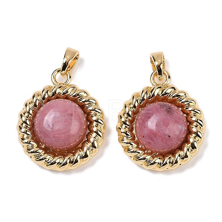Brass with Gemstone Pendants KK-Q030-27B-G-1