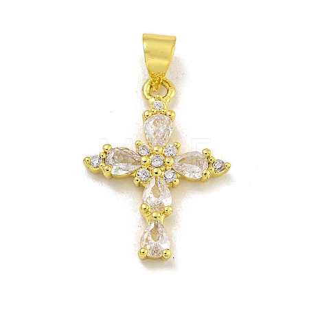 Rack Plating Brass Micro Pave Cubic Zirconia Pendants KK-C074-32G-02-1