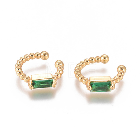 Golden Plated Brass Micro Pave Cubic Zirconia Cuff Earrings EJEW-L244-06A-1