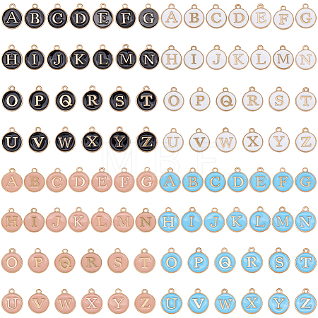 4Bags 4 Colors Initial Letter A~Z Alphabet Enamel Charms ENAM-BM0001-41-1