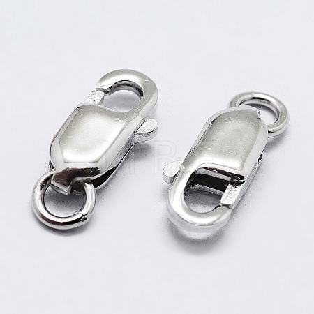Anti-Tarnish Rhodium Plated 925 Sterling Silver Lobster Claw Clasps STER-K167-075C-P-1
