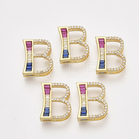 Brass Cubic Zirconia Slide Charms ZIRC-S063-01B-G-1