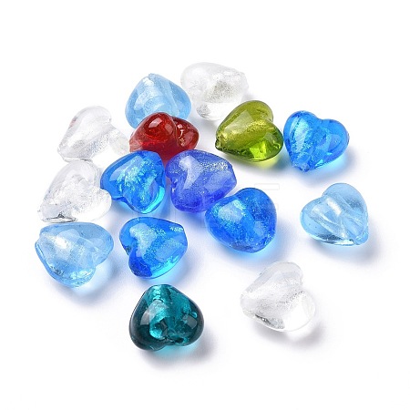 Handmade Silver Foil Glass Beads X-FOIL-R050-12x8mm-M-1