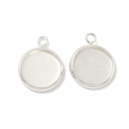 Flat Round Brass Pendant Cabochon Settings KK-K414-14C-S-1