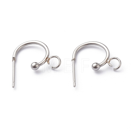 Non-Tarnish 304 Stainless Steel Half Hoop Earrings X-STAS-Z028-B02-P-1