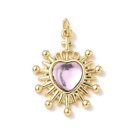 Heart Brass Pendants KK-D426-16D-G-1
