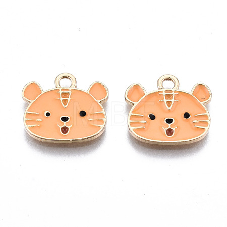 Light Gold Plated Alloy Enamel Pendants X-ENAM-T009-83B-RS-1