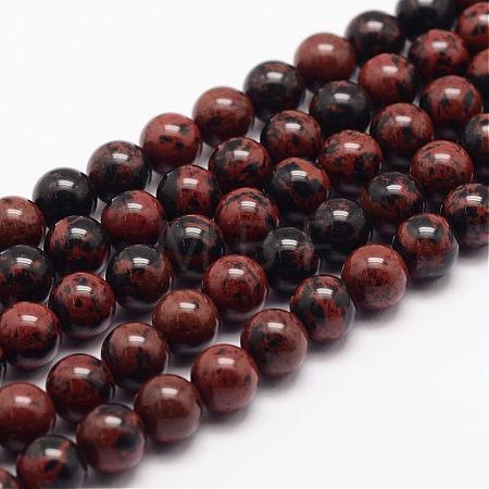 Natural Mahogany Obsidian Bead Strands G-K153-B17-4mm-1
