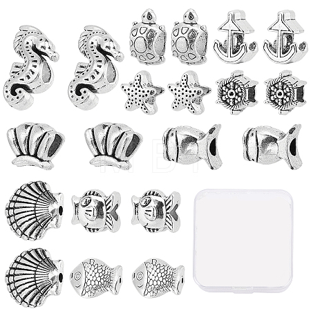 40 Pcs 10 Styles Tibetan Style Alloy European Beads TIBE-SC0001-30AS-1