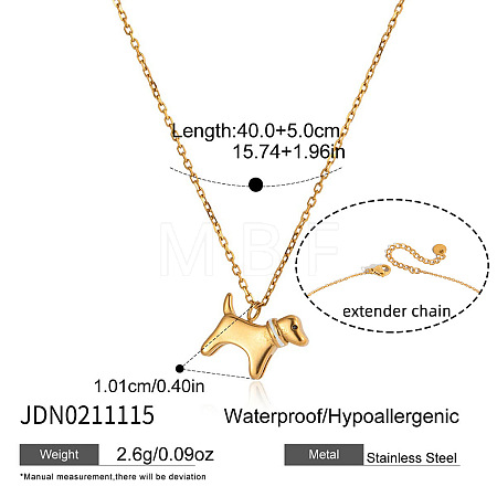 304 Stainless Steel Cable Chain Dog Pendant Necklaces for Women WG989BE-02-1