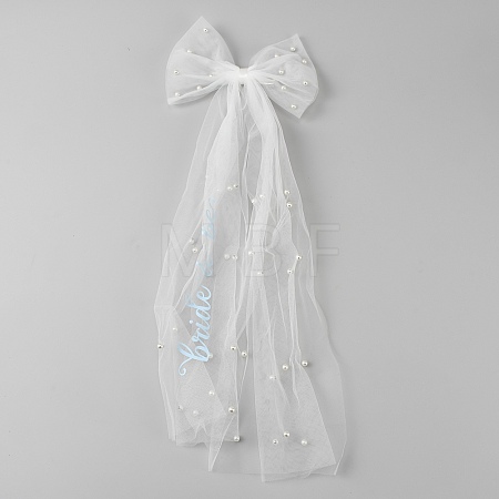 Long Gauze Bowknot Alligaor Hair Clips OHAR-JOY0001-02-1