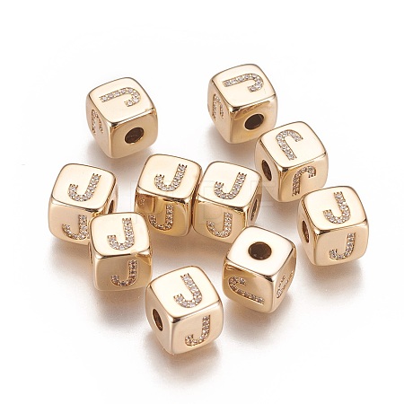 Brass Micro Pave Cubic Zirconia Beads KK-K238-16G-J-1