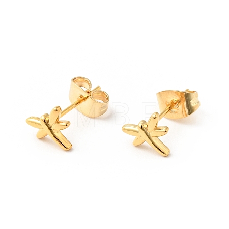 304 Stainless Steel Tiny Dragonfly Stud Earrings with 316 Stainless Steel Pins for Women EJEW-J043-02G-1
