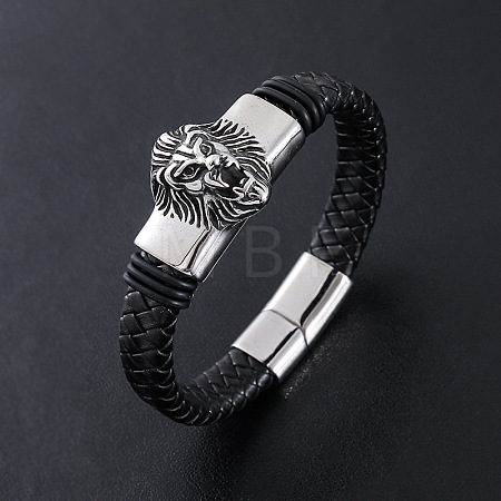 Punk Braided PU Leather Cord Bracelets GT3002-1-1