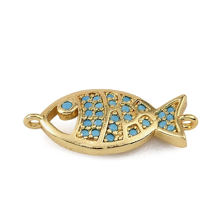 Brass Micro Pave Cubic Zirconia Connector Charms KK-CBAF17A-21G-1