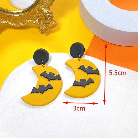 Halloween Alloy Polymer Clay Dangle Stud Earrings FS-WGD4736-01-1