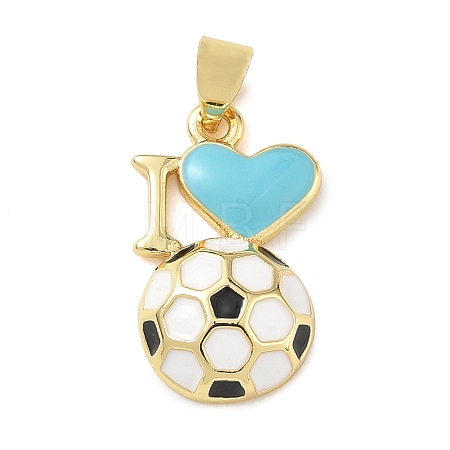 Football Theme Brass Enamel Pendants KK-A303-01B-G03-1
