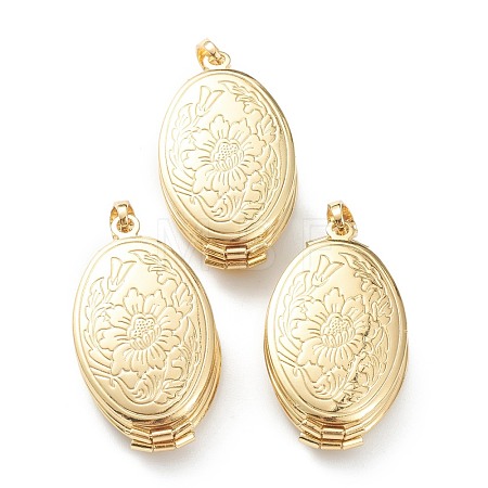 Brass Locket Pendants KK-P199-10G-1
