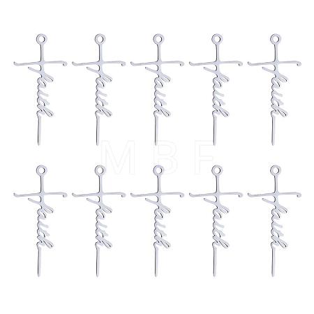10Pcs Faith Cross Charm Pendant Faith Necklace Charm Stainless Steel Pendant for Necklace Making Christian Religious Jewelry Gifts JX515A-1