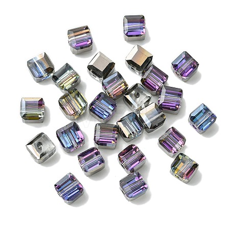 100Pcs Transparent Electroplate Glass Beads GLAA-K064-08A-HP01-1