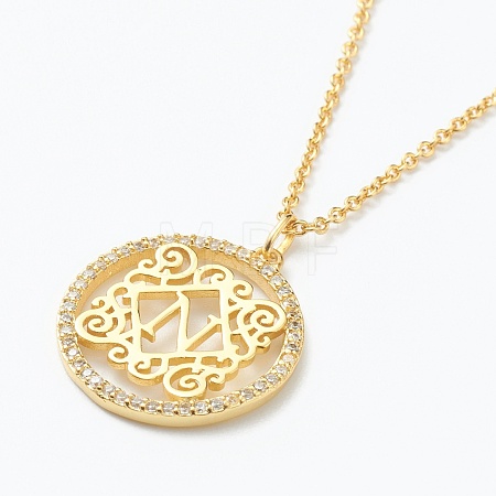 Brass Micro Pave Clear Cubic Zirconia Pendant Necklaces NJEW-J059-01N-1
