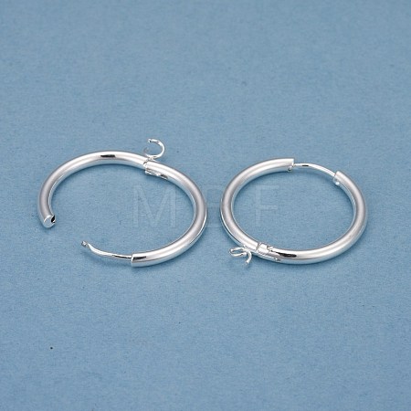 201 Stainless Steel Huggie Hoop Earring Findings STAS-P283-01L-S-1