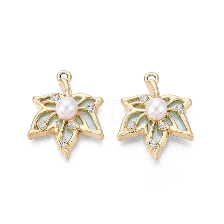 Alloy with ABS Imitation Pearl & Crystal Rhinestone & Acrylic Pendants PALLOY-Q466-04G-03-1