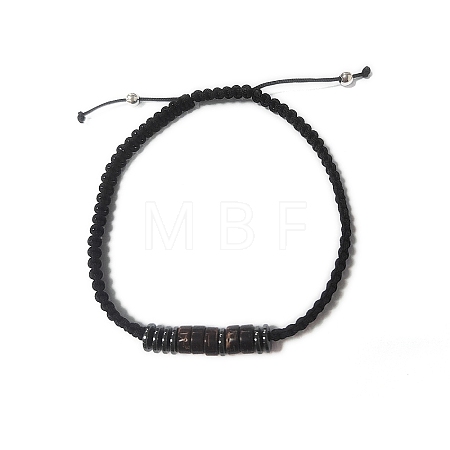 Coconut & Non-magnetic Synthetic Hematite Braided Bead Bracelet BJEW-PH01415-09-1