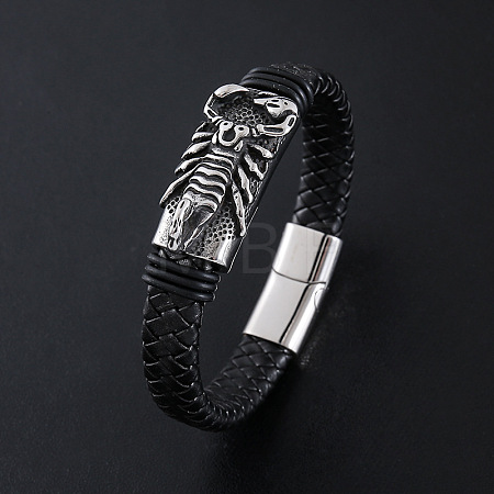 Punk Braided PU Leather Cord Bracelets BN2555-1-1