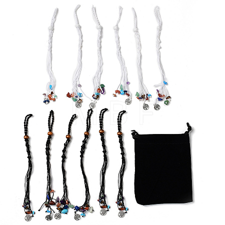 12Pcs Tree of Life Braided Nylon Cord Macrame Pouch Pendant Decorations AJEW-SW00009-03-1