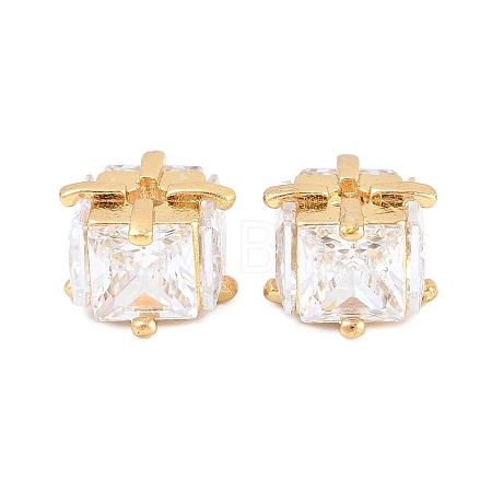 Brass Clear Cubic Zirconia Beads KK-B186-21C-G-1