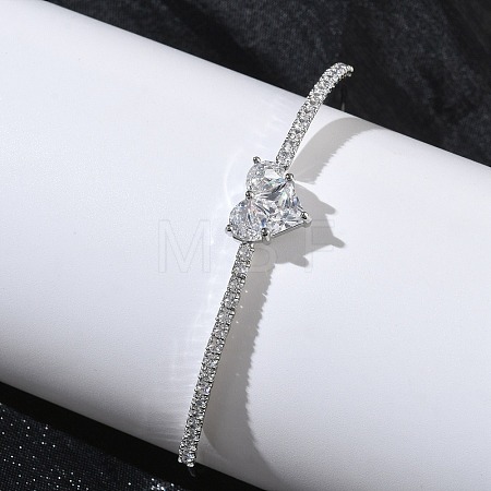 Brass Micro Pave Clear Cubic Zirconia Cuff Bangles KK-D112-04P-1