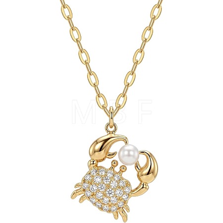 Summer Beach Brass Micro Pave Clear Cubic Zirconia Sea Animals Pendant Necklaces WG8DD6C-02-1