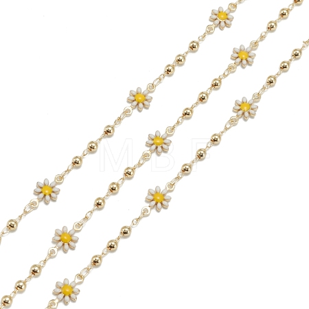 Handmade Golden Brass Enamel Link Chains CHC-K011-20G-1