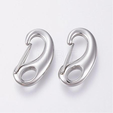 Tarnish Resistant 304 Stainless Steel Push Gate Snap Keychain Clasp Findings STAS-G039-03P-1