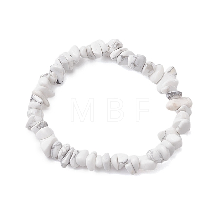 Synthetic White Howlite Chip Beaded Stretch Bracelets for Women Men BJEW-JB10652-05-1