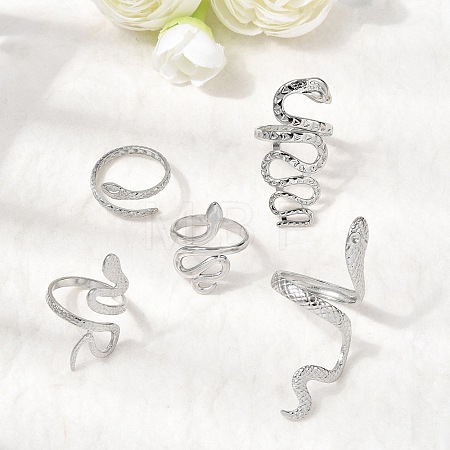 5Pcs 304 Stainless Steel Open Cuff Rings for Women RJEW-K313-05P-1
