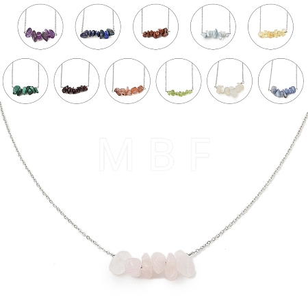 12Pcs 12 Styles Natural Mixed Stone Chip Pendant Necklace Sets NJEW-JN05097-1