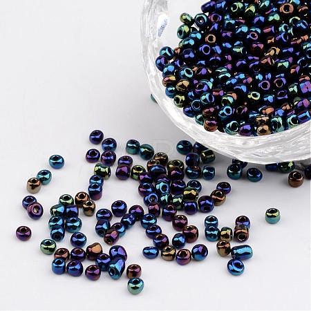 8/0 Electroplated Iris Round Glass Seed Beads X-SEED-A009-3mm-604-1