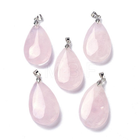 Natural Rose Quartz Pendants X-G-D084-01P-B15-1