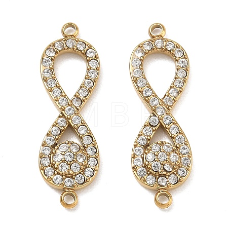 304 Stainless Steel Micro Pave Clear Cubic Zirconia Connector Charms CU-CBAF0F8-04G-1